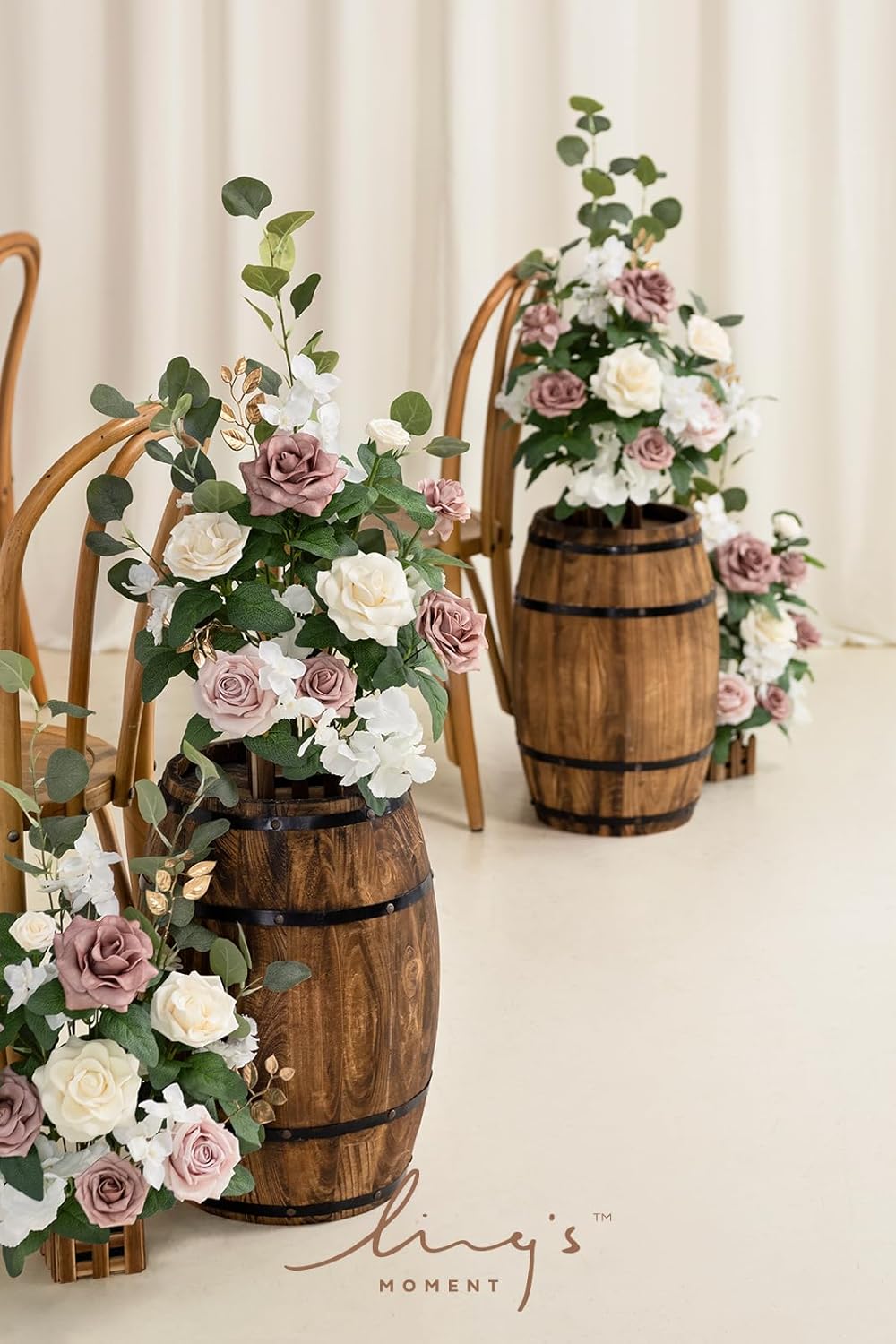 Ling's moment 17.5" Tall Standing Artificial Flowers Arrangements 4 pcs Wedding Aisle Runner Chair