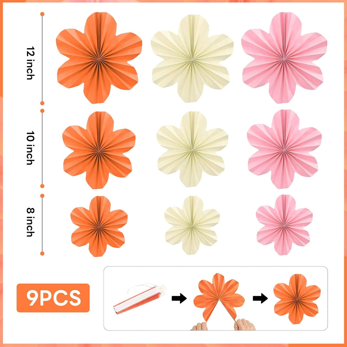 Pink and Orange Party Decorations - Orange Birthday Decoration for Women Girls with Hanging Paper