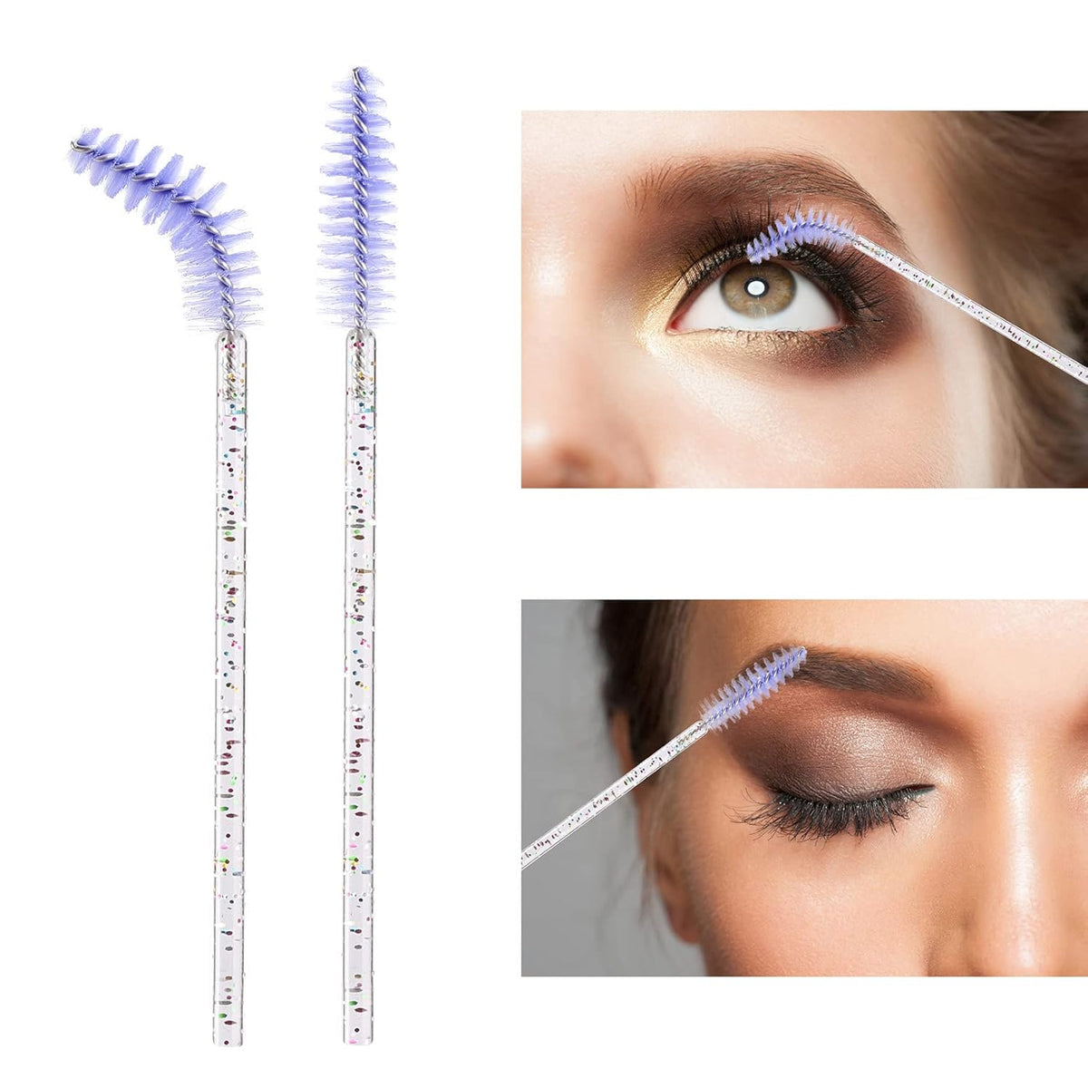BTYMS 100 Pieces Disposable Eyelash Brush Mascara Wnad Brow Spoolie Brush Lash Applicator Spooly