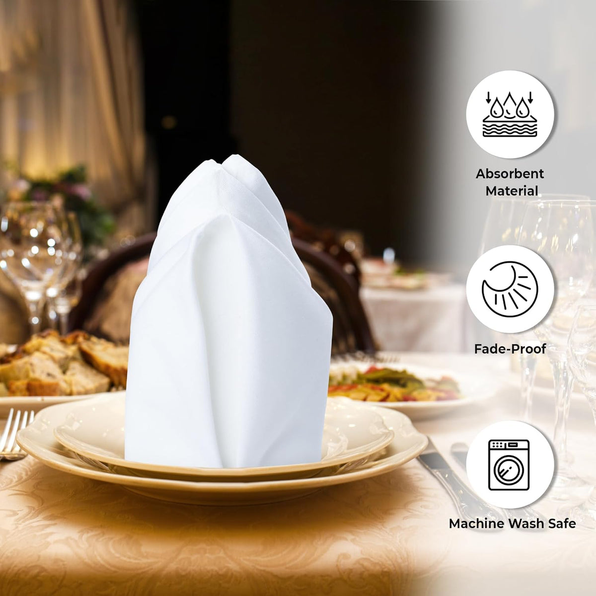 Urban Villa White Cloth Napkins Set of 12 100% Cotton Dinner Napkins Cloths Washable 20”x20”