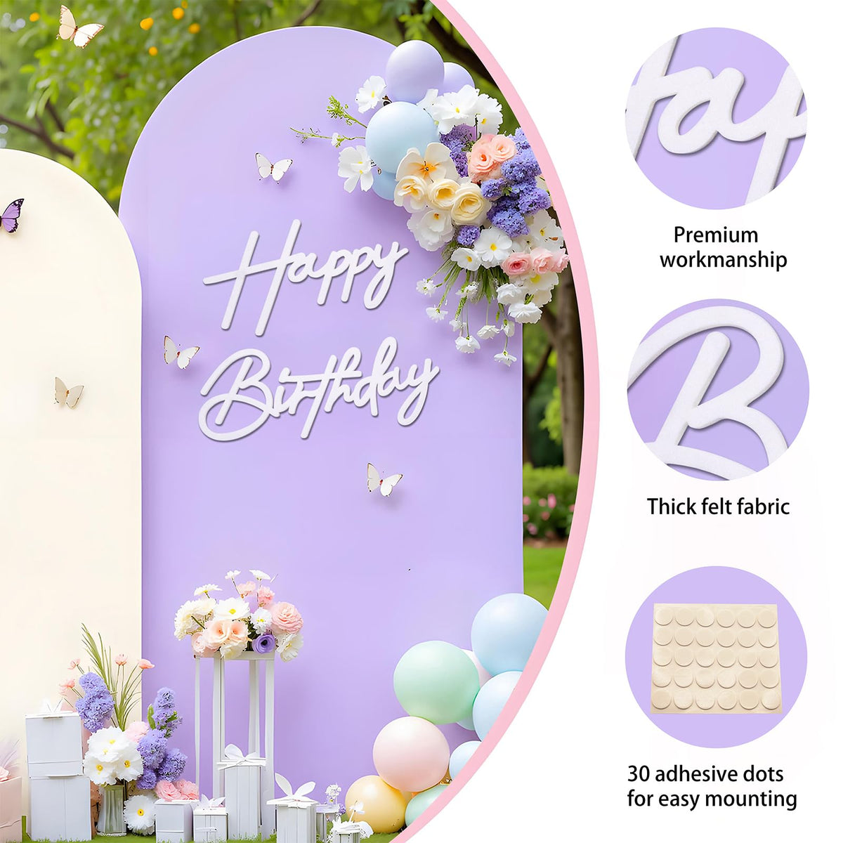 GYFCI Happy Birthday Sign for Backdrop - Felt Happy Birthday Letters Sign for Girls, Boys & Adults'