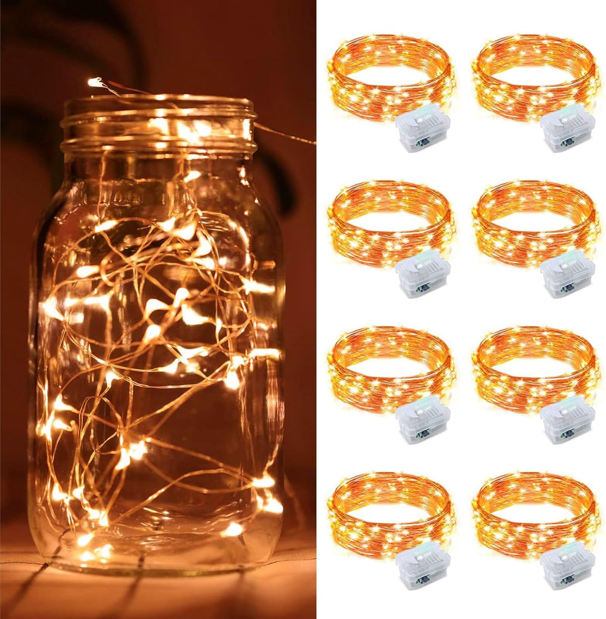ZGWJ 8 Pack Halloween Fairy Lights Battery Operated, 7ft 20 Mini LED Halloween Fairy String Lights