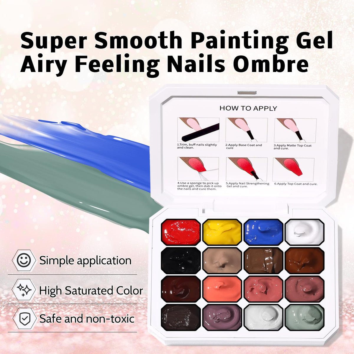 Sponge Pat Paint Nail Gel, Ombre Nails Gradient Gel Nail Blush Blooming Aura Nails Drawing Stripper