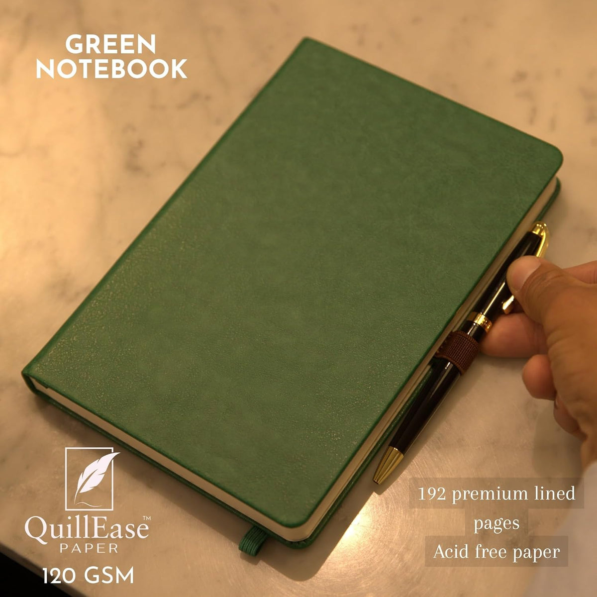 SETTINI Journal Notebook for Writing, Vegan Leather Hardcover Notebook - Pen loop, Back Pockets &