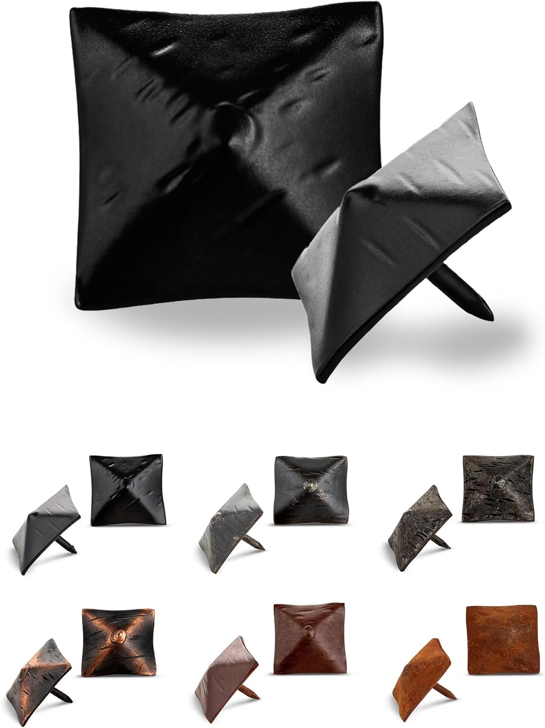 10 Pack 1.25" Square Head Iron Clavos Decorative Nails – Black – Handmade Rustic Square Fasteners