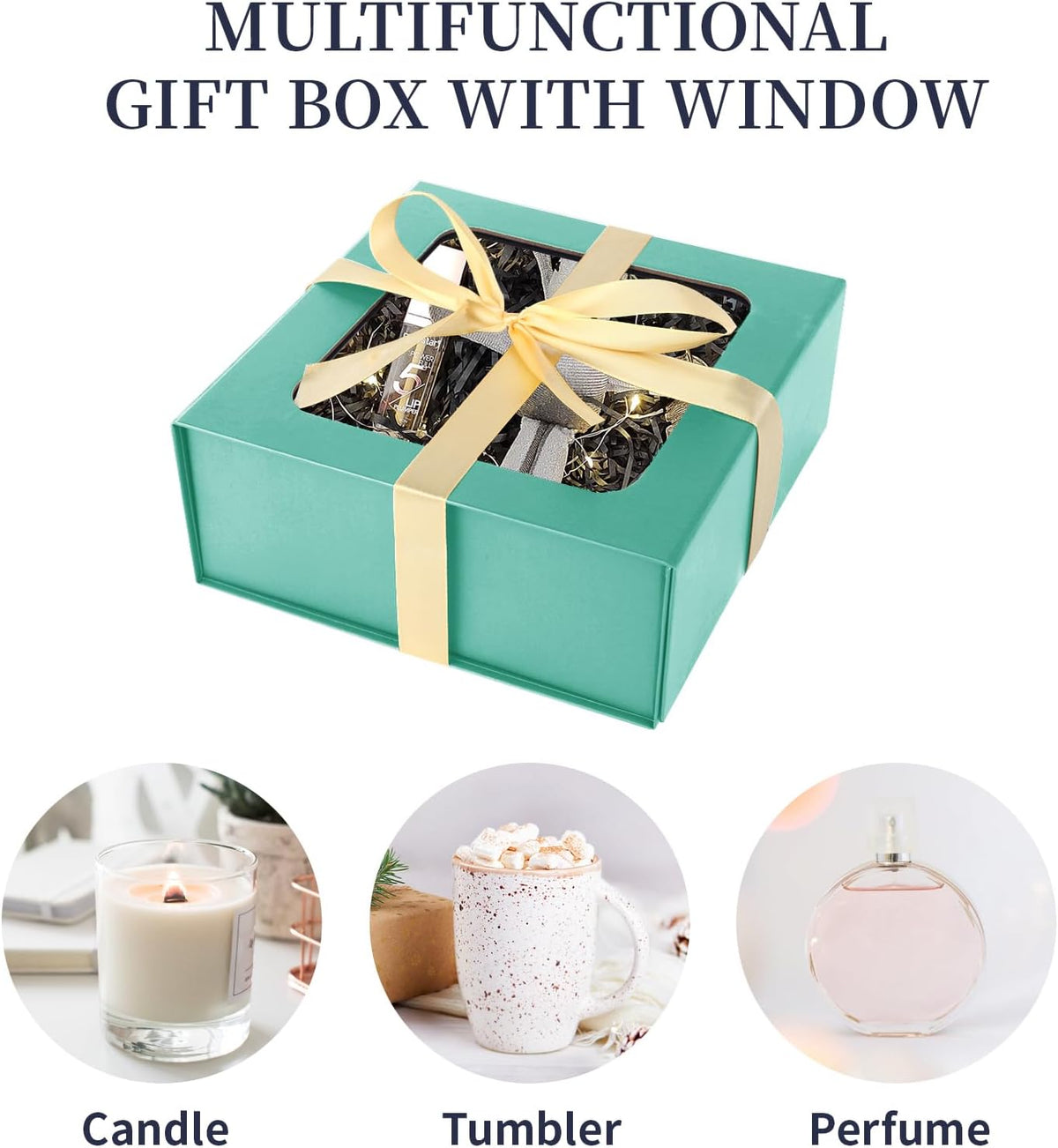 Light Green Gift Boxes with Window,7.5"x7.5"x3.1" Bridesmaid Boxe for Gift Giving,Birthday Gift Box