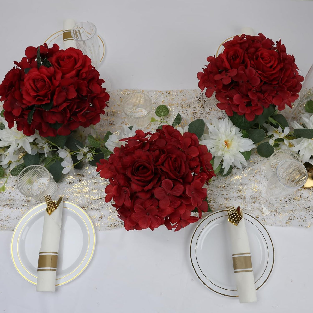 Flower Table Centerpieces - Set of 6 Floral Arrangement Artificial Wedding Hydrangeas Floral