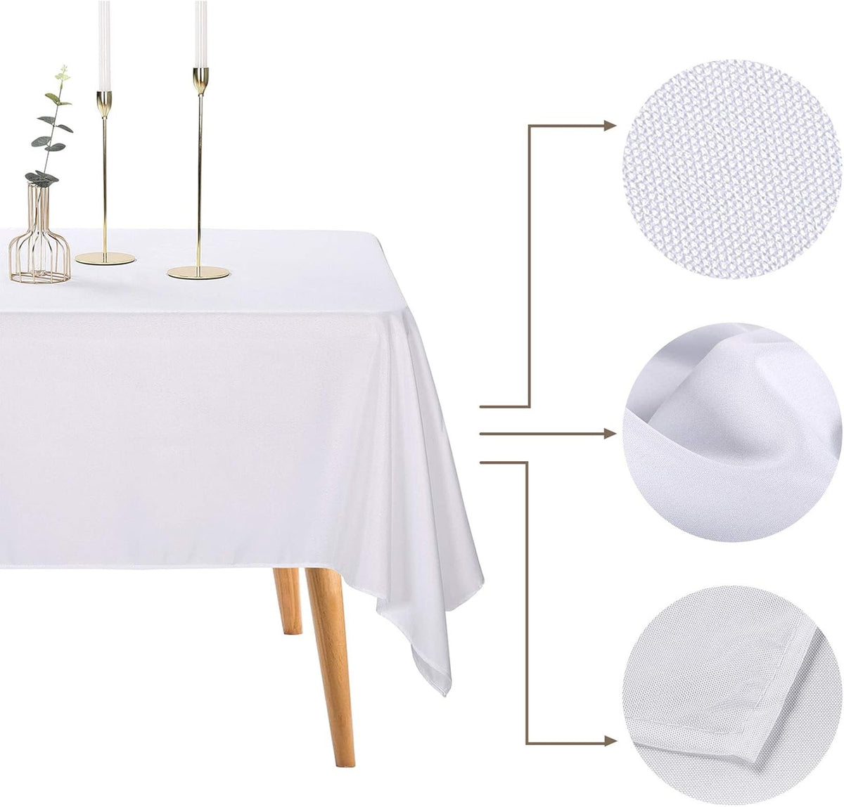Ascoza 2pack 60x120 Inch White Rectangular Tablecloth 6 Feet Table Cloth in Polyester Fabric for