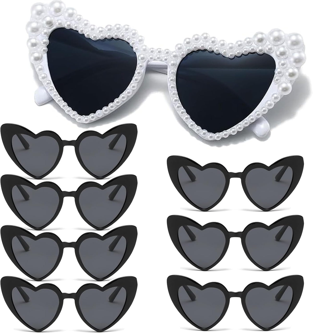 Bachelorette Party Heart Sunglasses 8 Pack Pearl Bride Sunglasses Bridesmaids Sunglasses Party