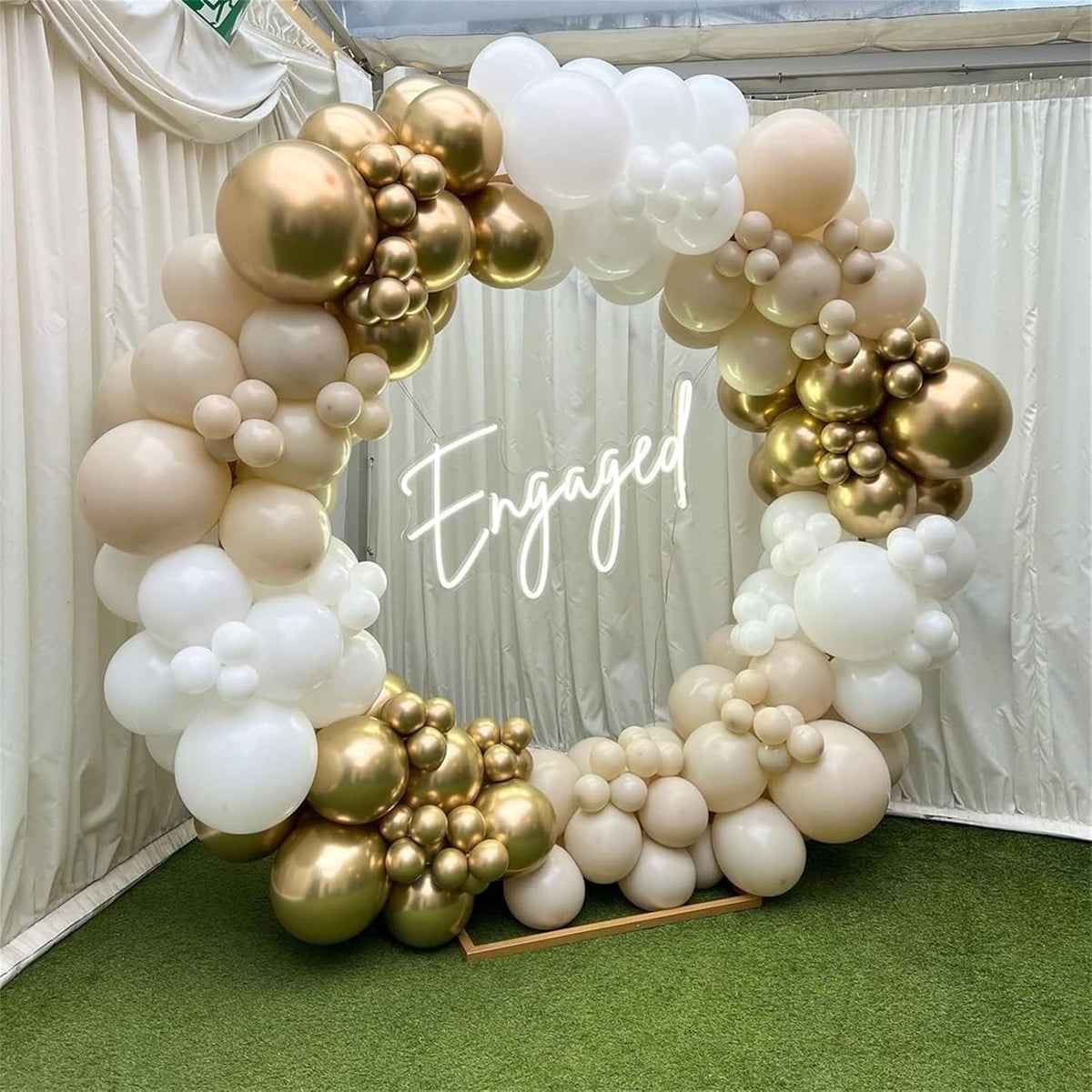 Beige and Champagne Gold Balloon Set, 60Pcs 12 Inch Nude Cream Retro White Sand Balloons with
