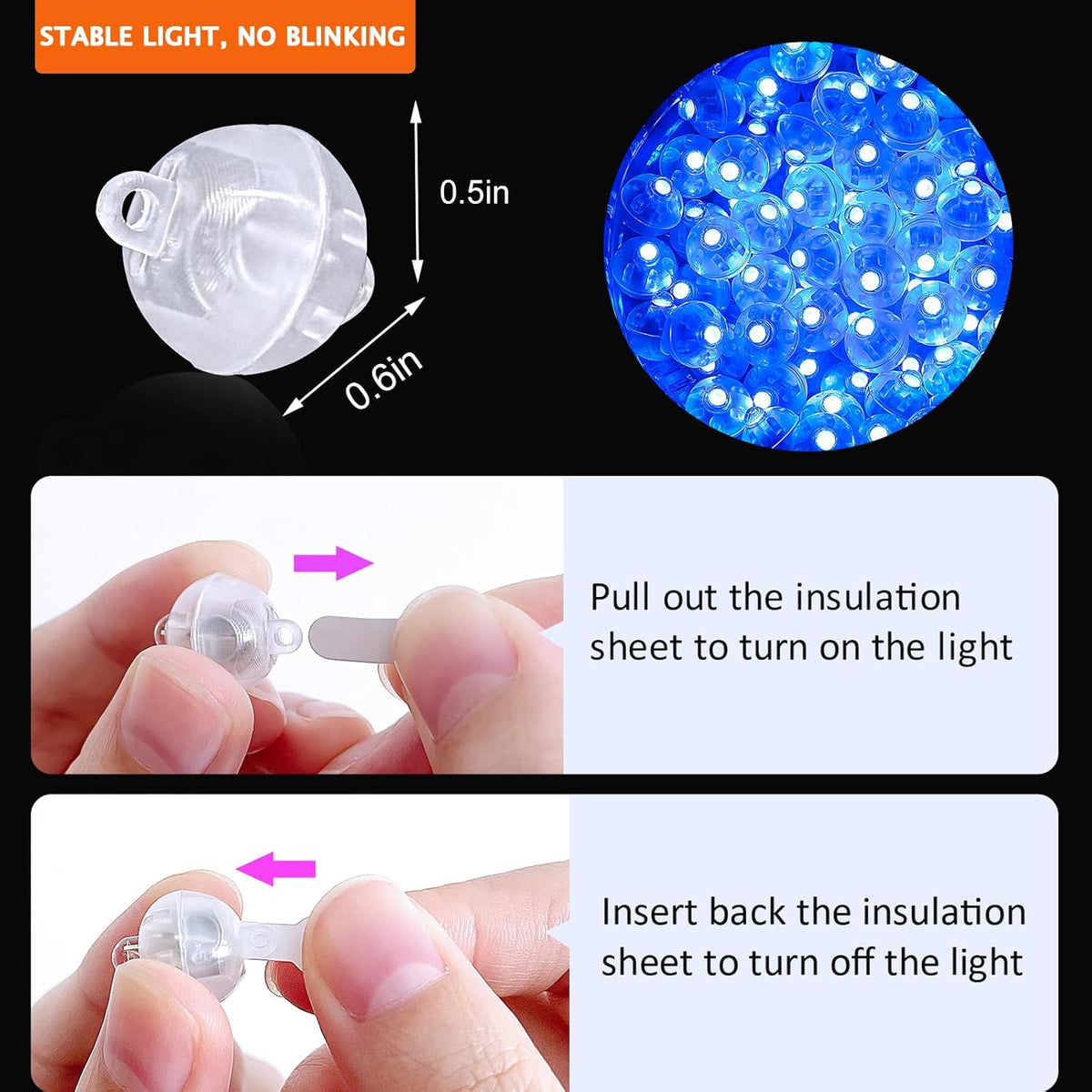 100PCs Mini Led Lights, Led Balloons Light for Party Decorations Neon Party Lights for Paper