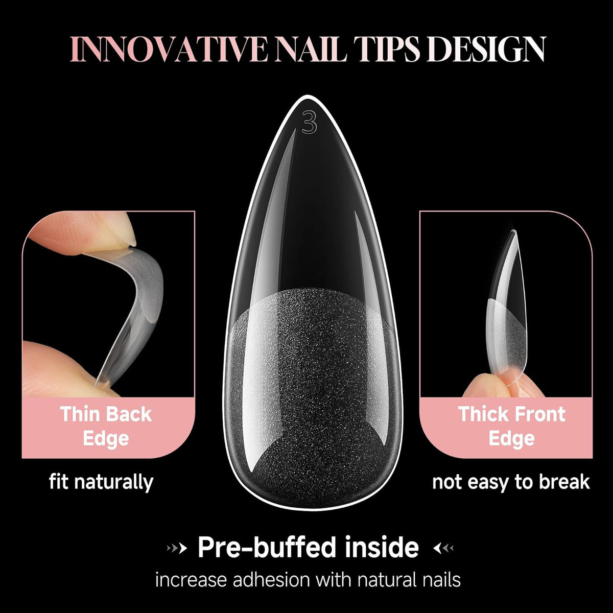 Medium Stiletto Nail Tips: 240 Pcs Full Cover Almond Shape False Nail Acrylic Soft Gel Nails Tips