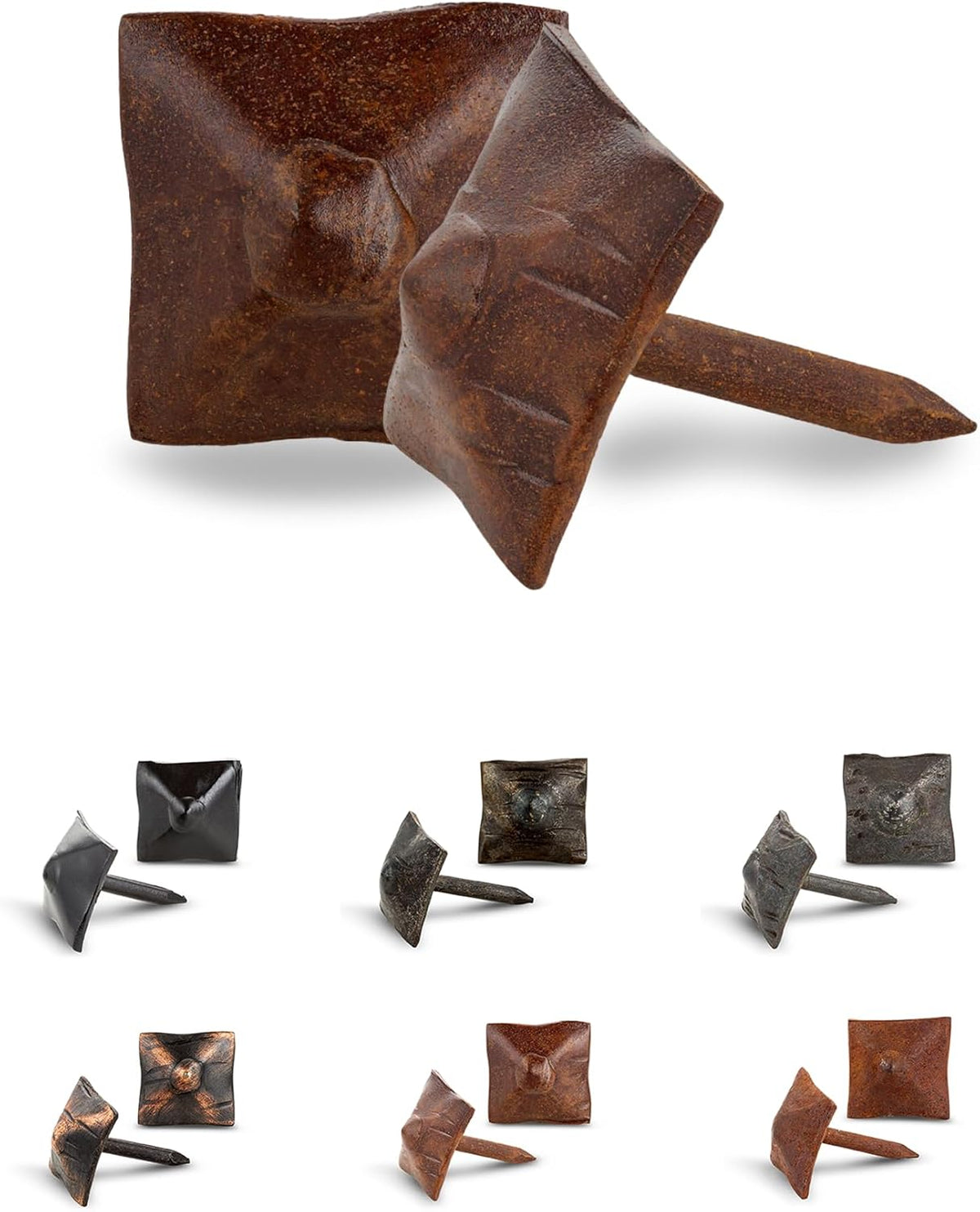 25 Pack 0.75" Square Head Iron Clavos Decorative Nails – Sealed Rusted – Handmade Rustic Square
