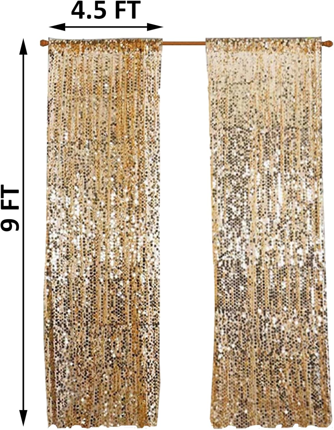 Gold Big Payatte Sequin 18MM Sequin Backdrop Drapes Curtains Panels,Fashion 9FTx9FT Backdrop for