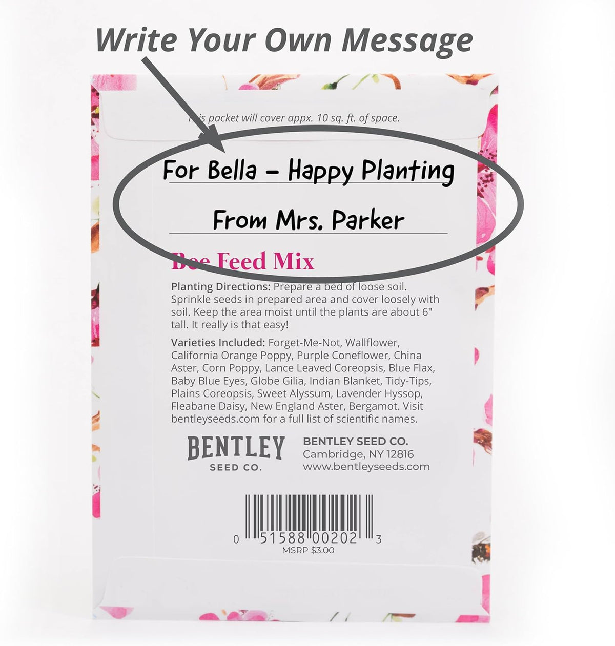 Bentley Seed Flower Mix - Pollinator Seed Mix with 5 Wildflower Seed Packets - Non-GMO Pollinator