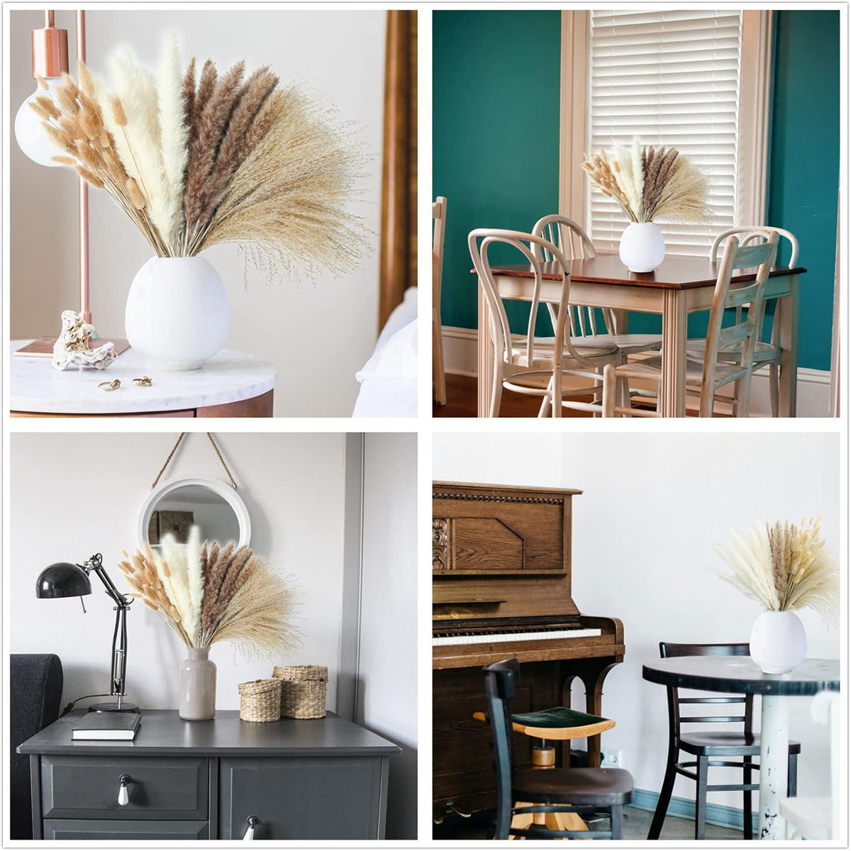 Dried Pampas Grass Decor, 100 Stems Pampas Grass Contains Bunny Tails Dried Flowers, Reed Grass