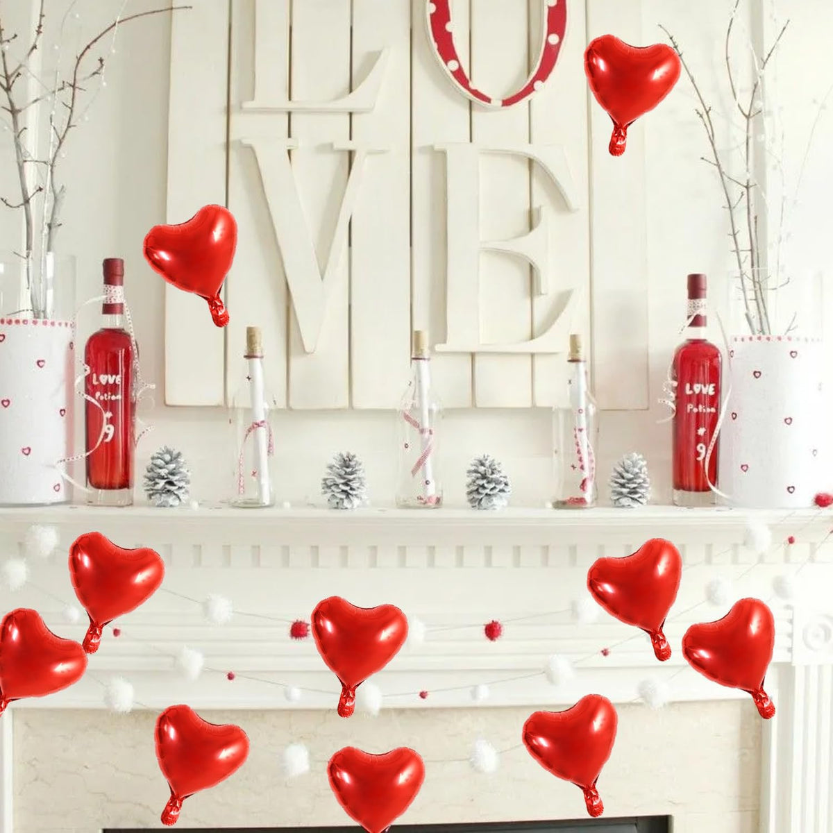 TONIFUL 30Pcs 10 Inch Red Heart Balloons Valentine’s Day Heart Shape Foil Mylar Balloons Decoration