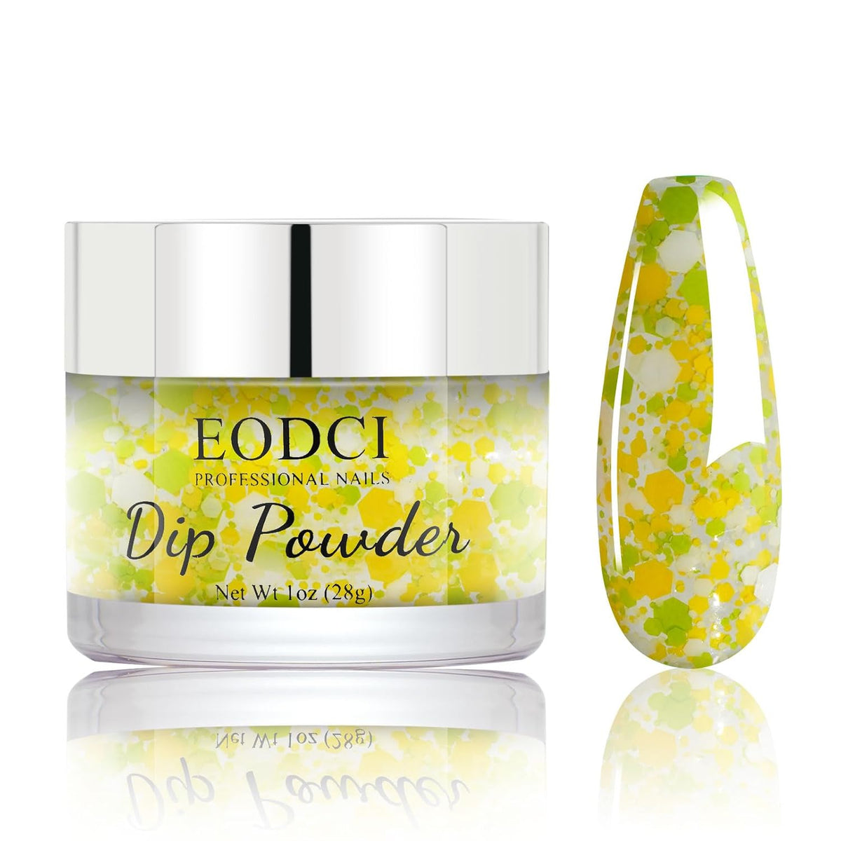 Glitter Dip Powder, Sprinkle On Glitter Collection Dipping Powder - Yellow Green -No Lamp required