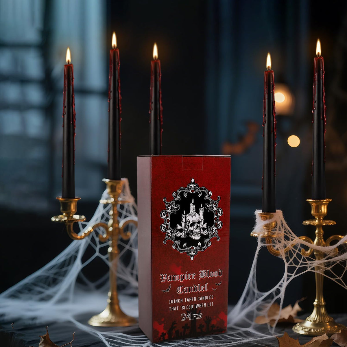 24 Pcs 10 Inch Vampire Blood Taper Candles Vampire Blood Candle, Ritual Spell Unscented Candle