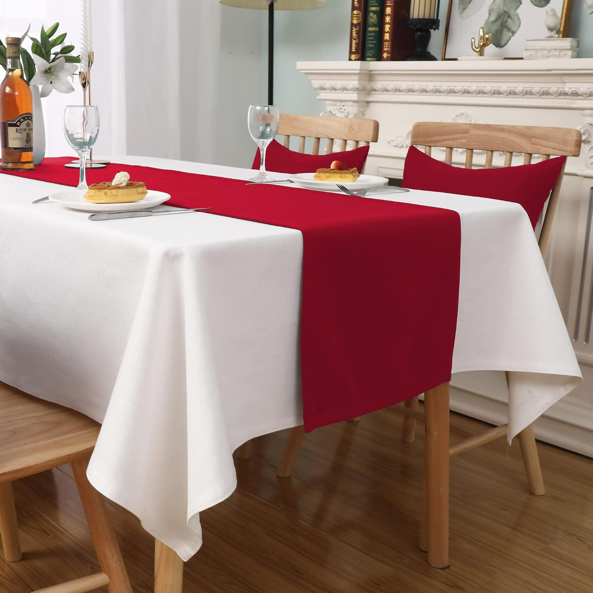 DUALIFE Red Table Runner 14 x 72 inch Divine for Valentines Day Mother's Day Wedding Holiday
