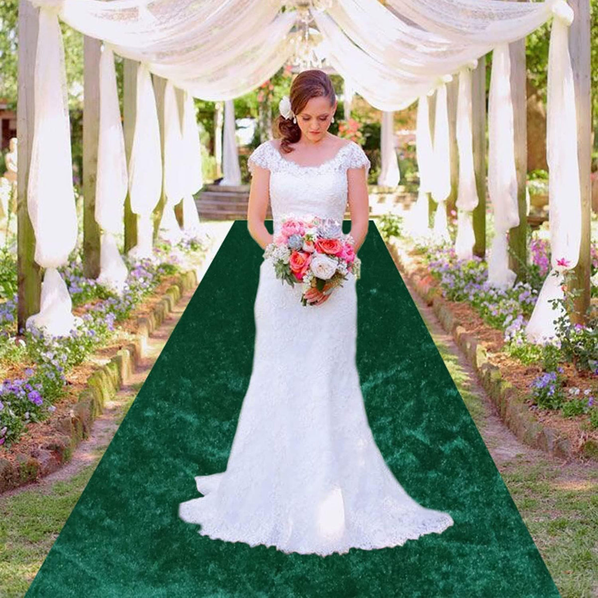 MODFUNS Hunter Green Carpet Runner for Parties 4x30FT Velvet Aisle Runner for Wedding Ceremony