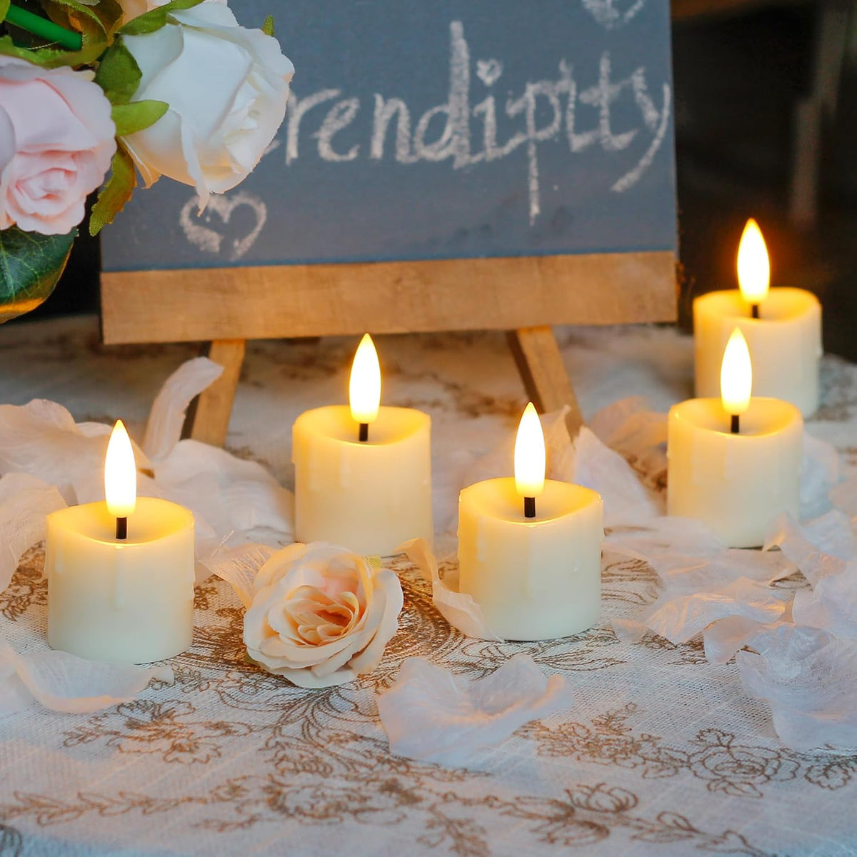 Rechargeable Flameless 1.6" x2.5" Tea Light Candles with Remote & Type-C Charging Cable, Timer LED