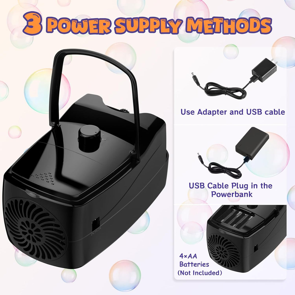 Bubble Machine, Automatic 18000+ Per Minute Big Bubbles Blower Maker for Kids Toddlers with 2