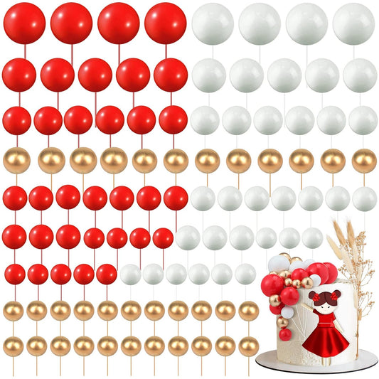 108 Pcs Balls Cake Topper DIY Cupcake Insert Foam Balloons for Cake Baking Wedding Anniversary