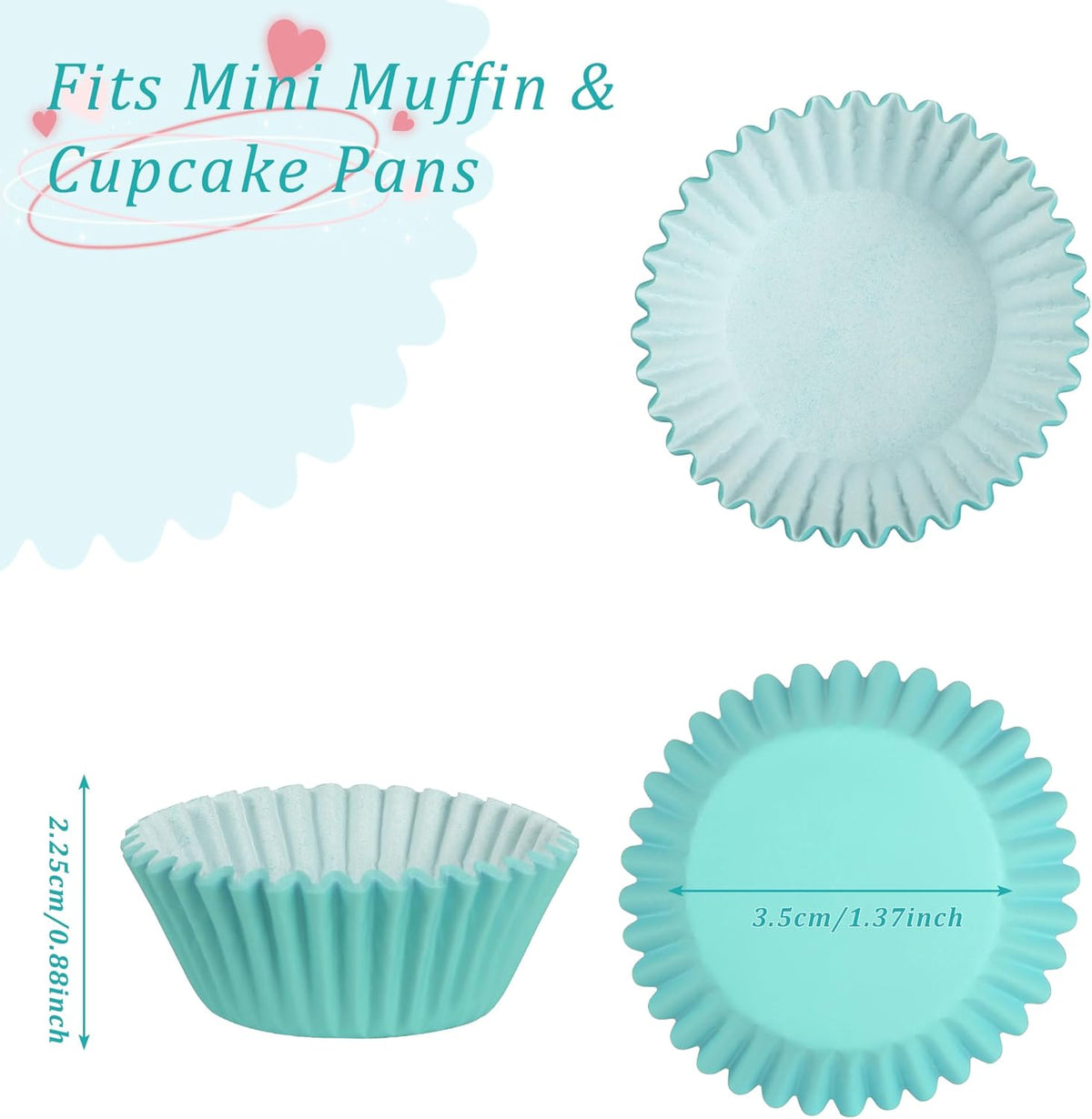 1.4 inch 1000-Count Mini Cupcake Liners Bright Colorful Muffin Baking Cups, Odorless,Baking Paper