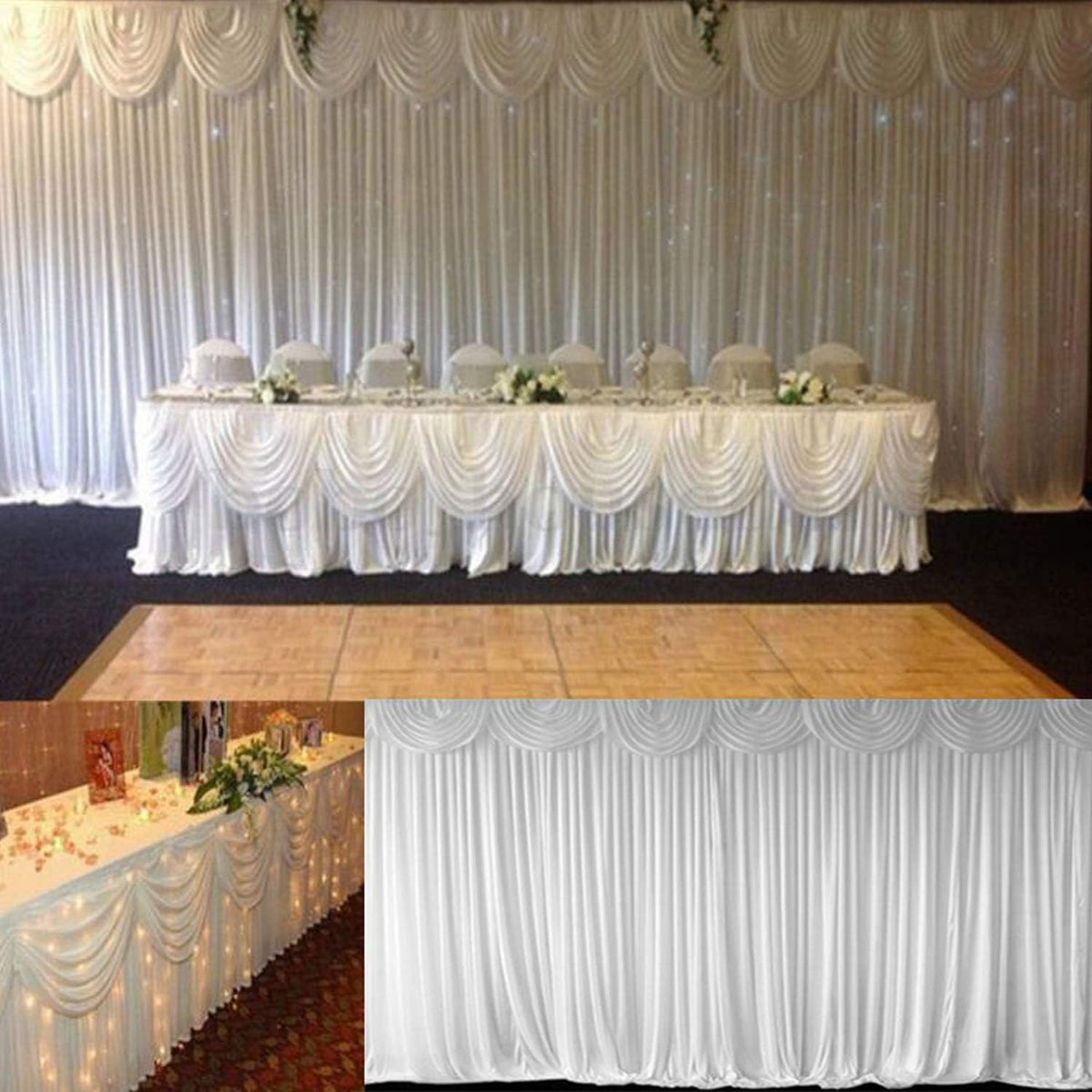 MYOYAY Luxury Ice Silk Backdrop Curtains 10x10ft Wedding Stage Backdrop Drapes Silk Fabric Curtain