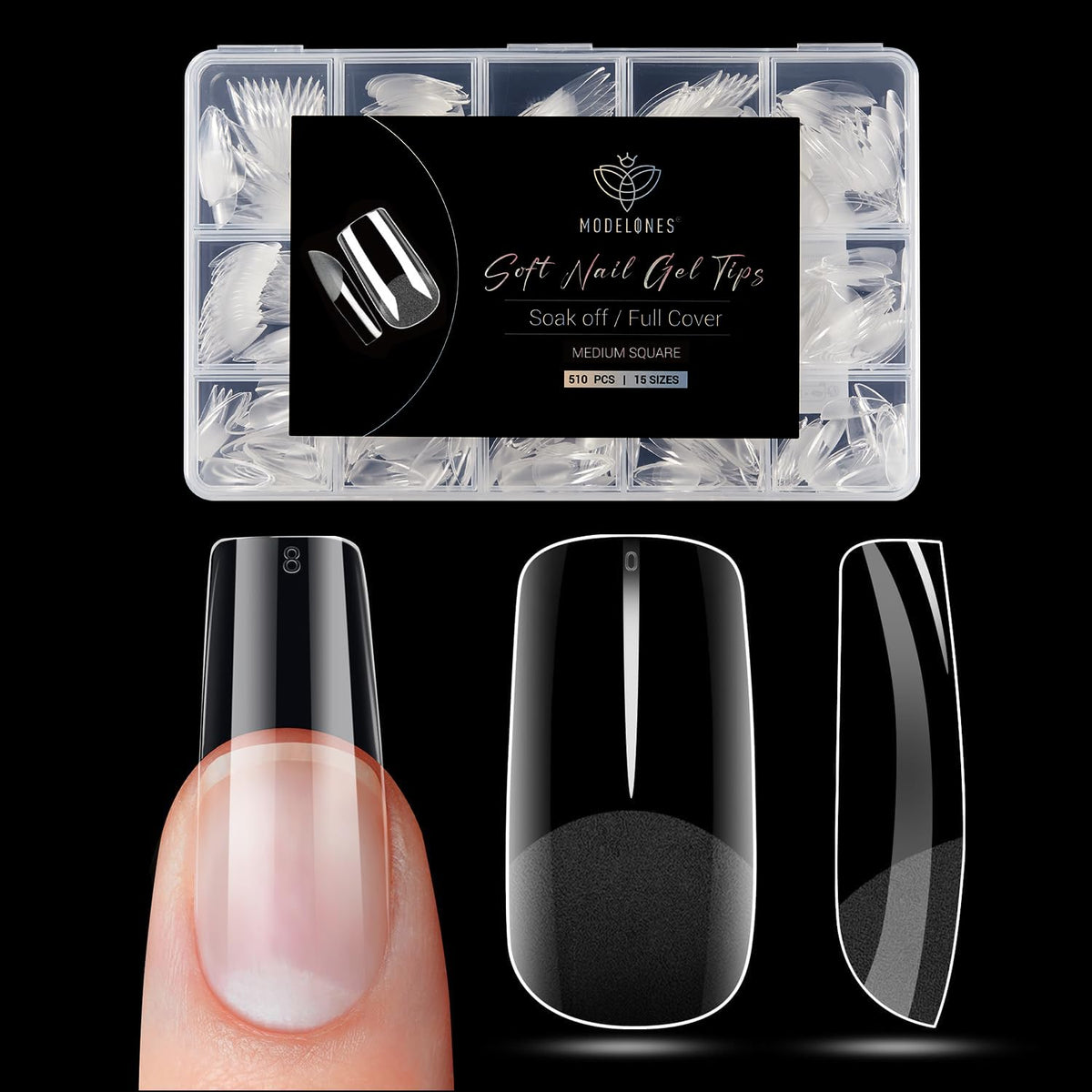 Modelones Medium Square Nail Tips - 510Pcs Fake Nails Gel Tips Pre-shaped Half Matte Full Cover