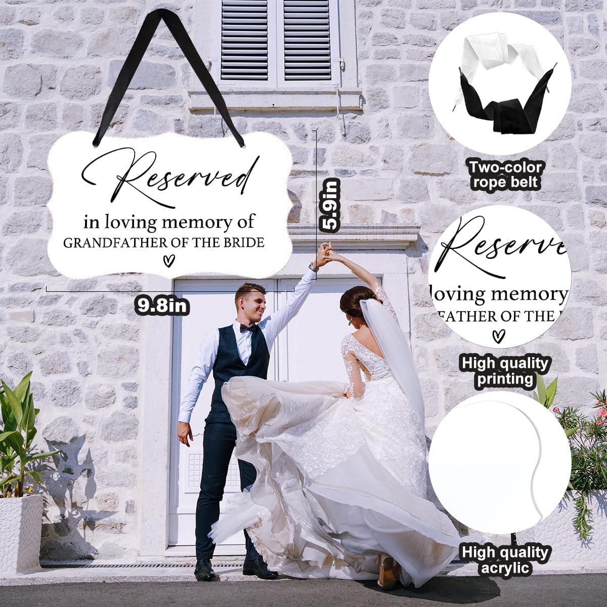 Acrylic Wedding Sign, Ring Bearer Sign, Reserved Seating Signs, for Grandfather of The Bride