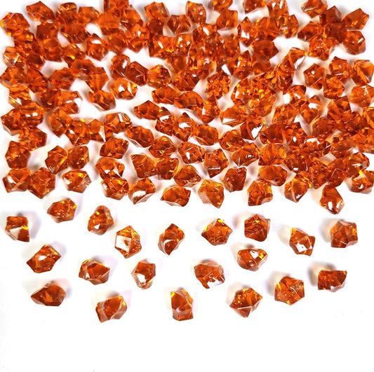 HappyFiller 700 PCS Pack Dark Amber Fake Ice Rocks Small Crystal Cube Stones Fake Diamonds for Vase
