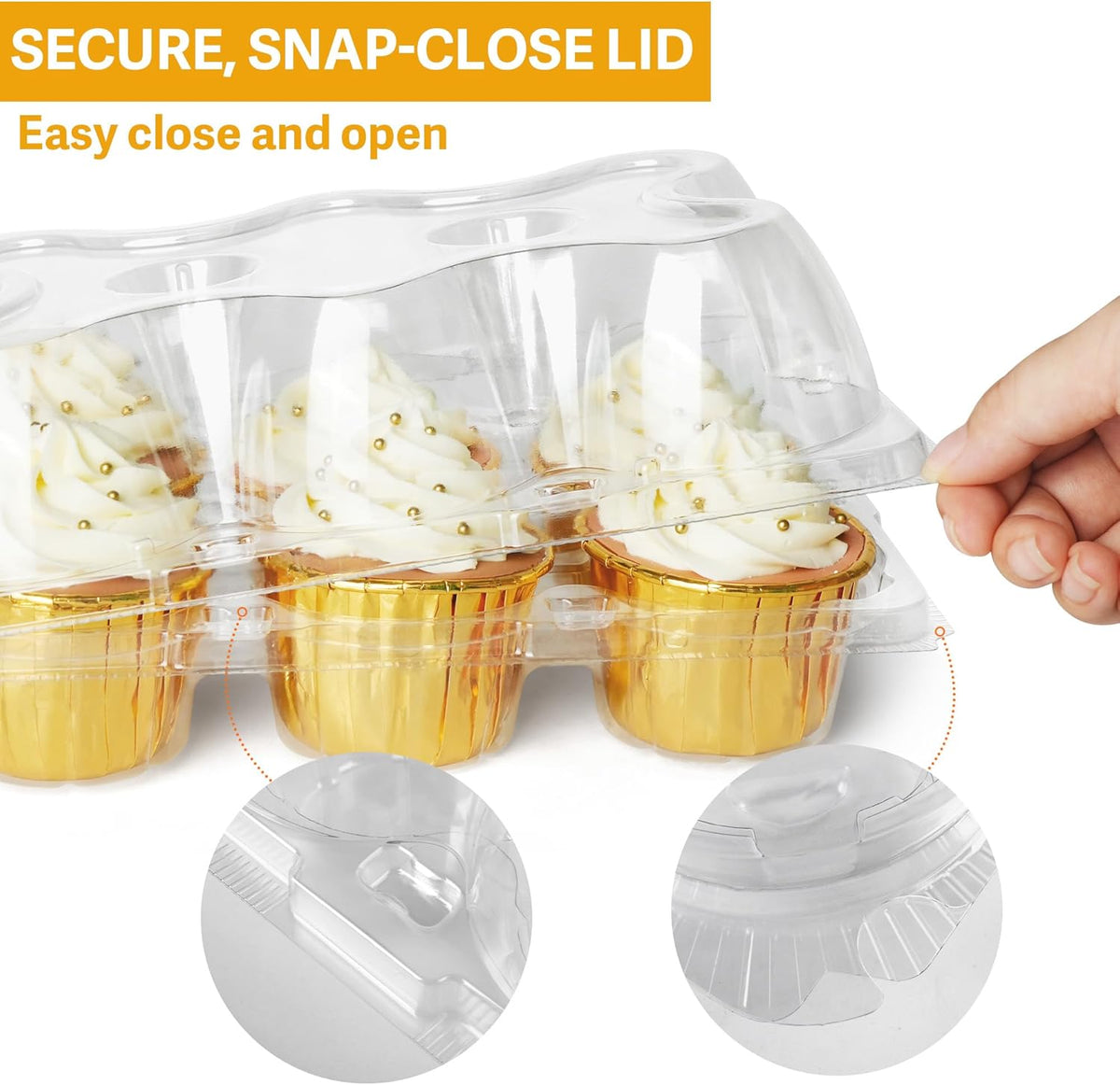 LotFancy Cupcake Containers 6 Count, 10 Sets, Clear Plastic Cupcake Boxes, Disposable Cupcake