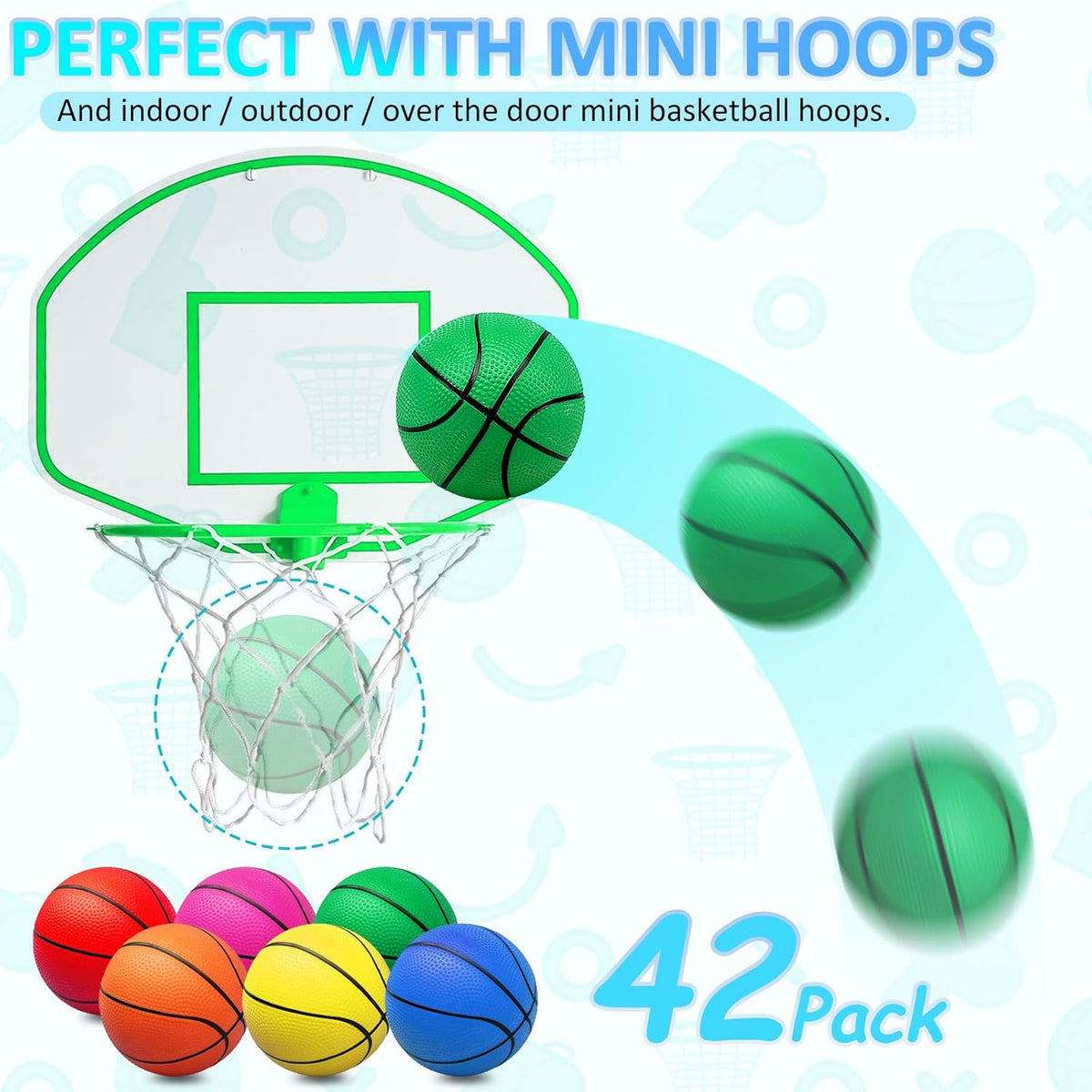 42Pcs 6" Mini Basketball Set, PVC Small Basketballs for Over The Door Hoop Games, Party Favors