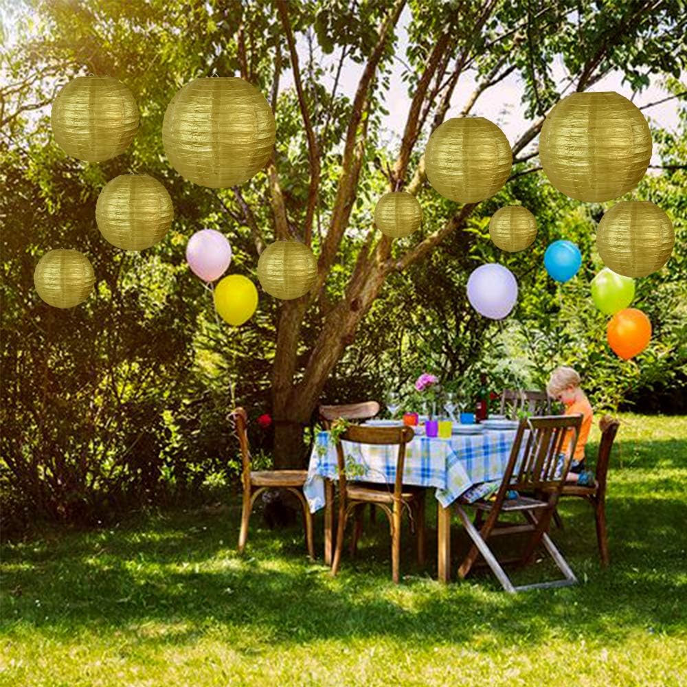 BEISHIDA Gold Round Paper Lanterns Decorative Hanging Chinese Japanese Paper Lanterns Lamp for