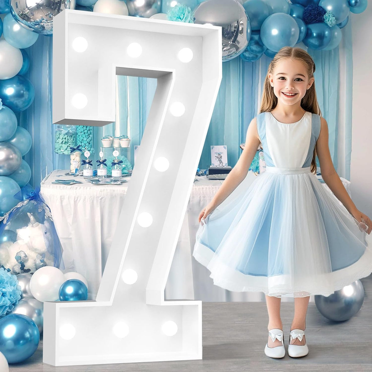 Ledido 4FT Marquee Light Up Numbers, Cool White Light Up Numbers Large Marquee Numbers for Party