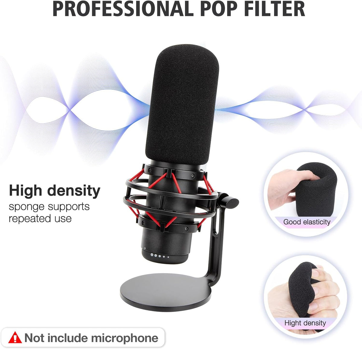 SUNMON HyperX QuadCast Boom Arm - Upgraded Red Boom Arm with Windscreen, Sound Insulation and Noise
