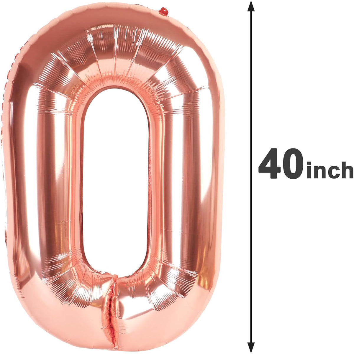 Rose Gold Helium Number Balloon 40 Inch, Giant Foil Rose Gold Number 0 Birthday Balloons, Large