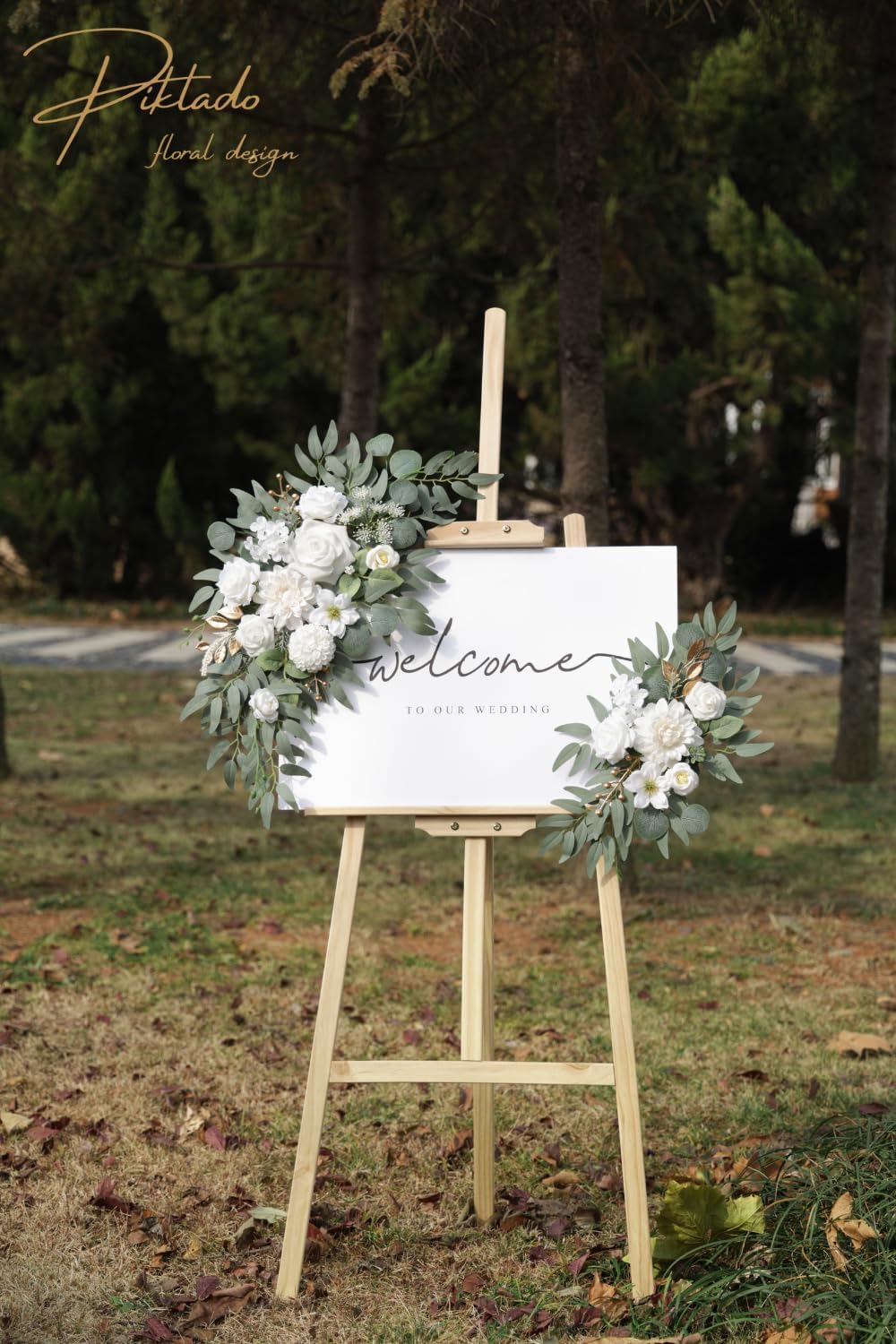 Faux Flower Swag Set of 2 for Wedding Welcome Signs Floral Swag Wedding Reception Ceremony Signs