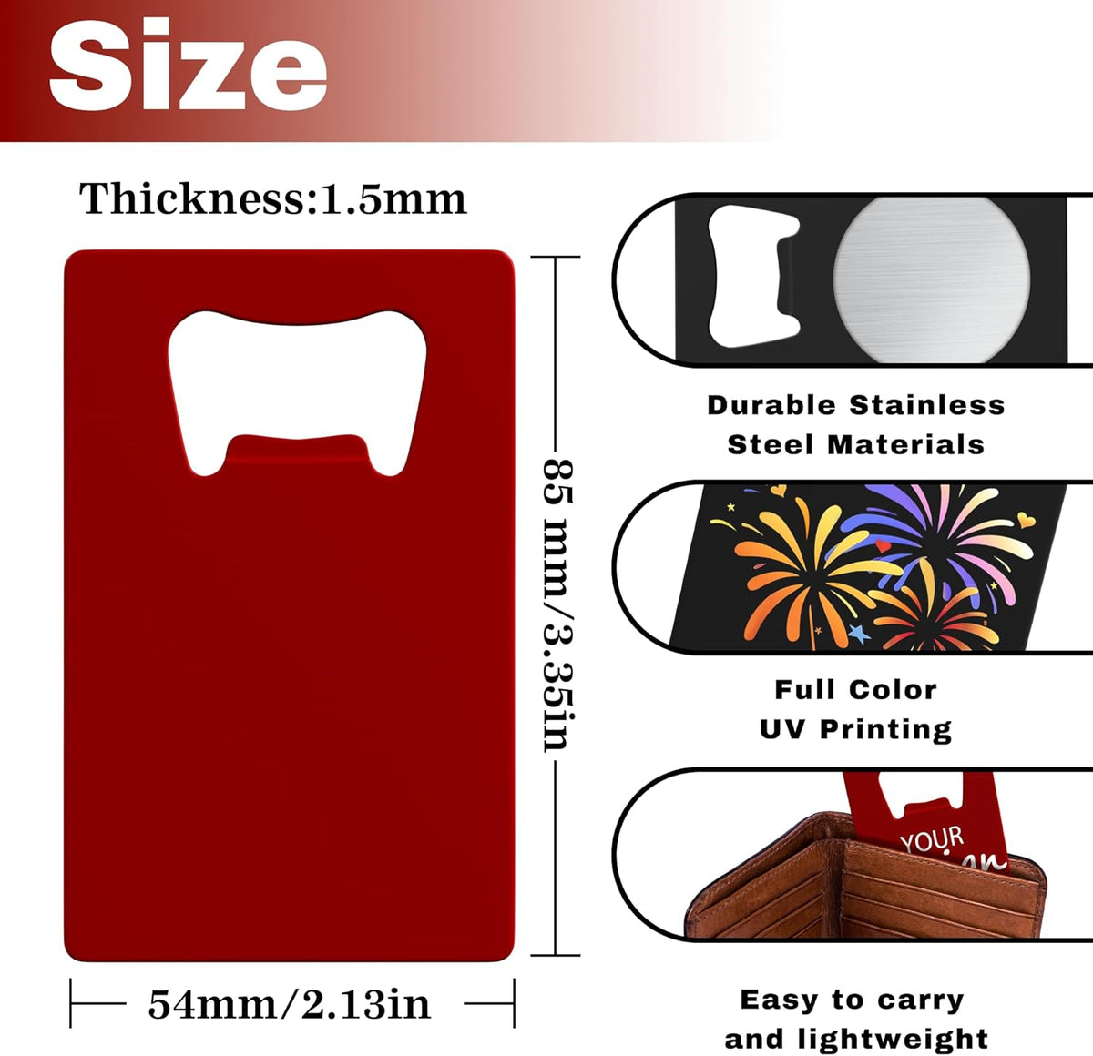 4-100 Pcs Personalized Bottle Opener, Custom Stainless Steel Credit Card Bottle Opener, Full Color