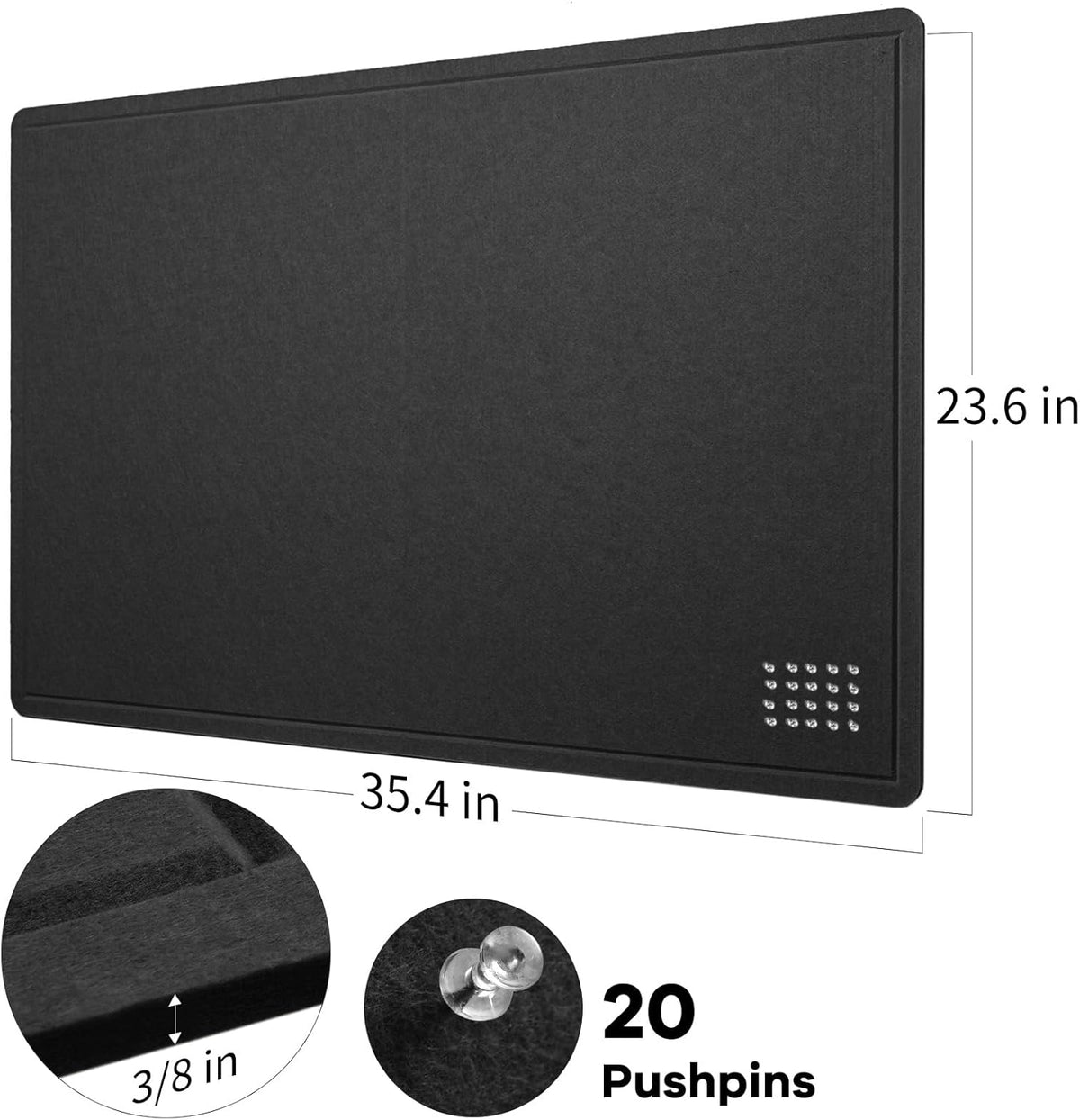 Bulletin Board, 36 x 24 inches Felt Board - Decorative Pin Board, Cork Board Alternative for Wall