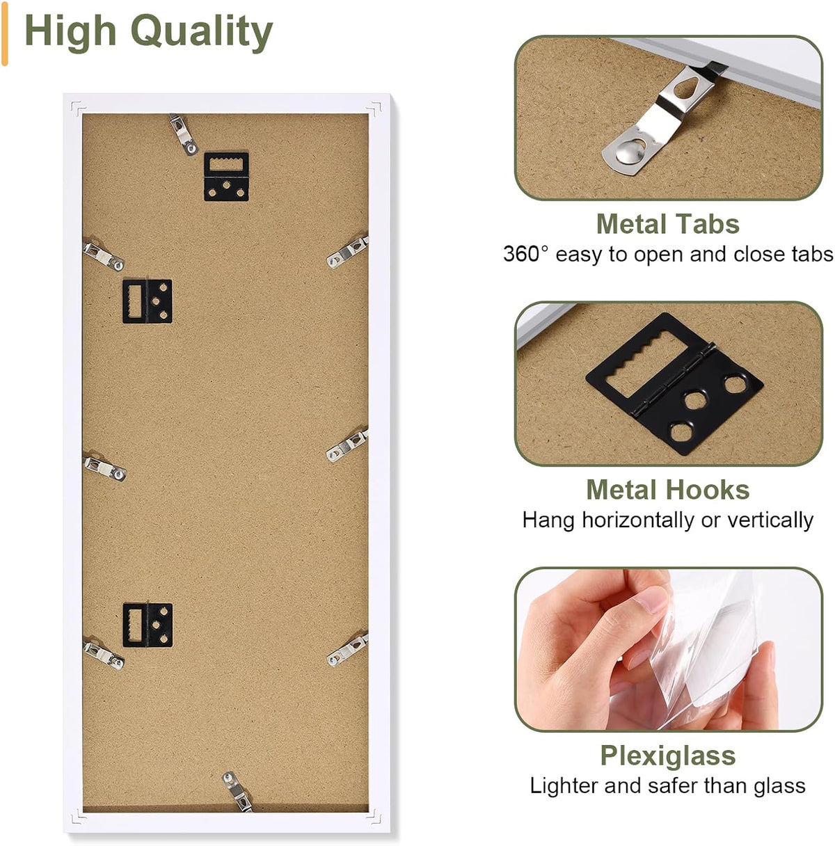 Vittanly 8x20 Collage Picture Frame, Displays 4Pcs 4x6 Pictures with Mat, Picture Frames Collage