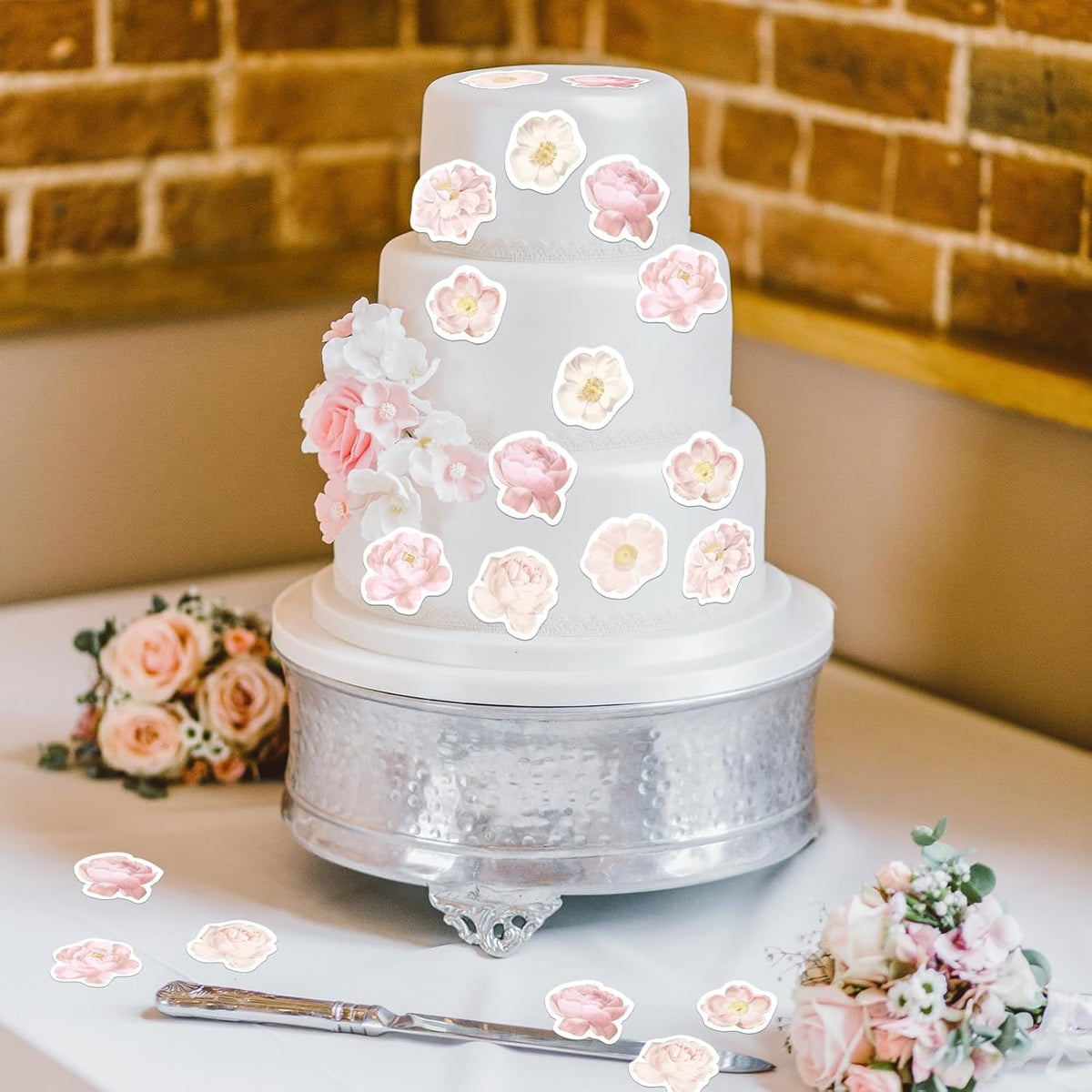 48PCS Edible Rose Flowers Cupcake Toppers Edible Pink Rose Flowers Cupcake Decor Wafer Paper