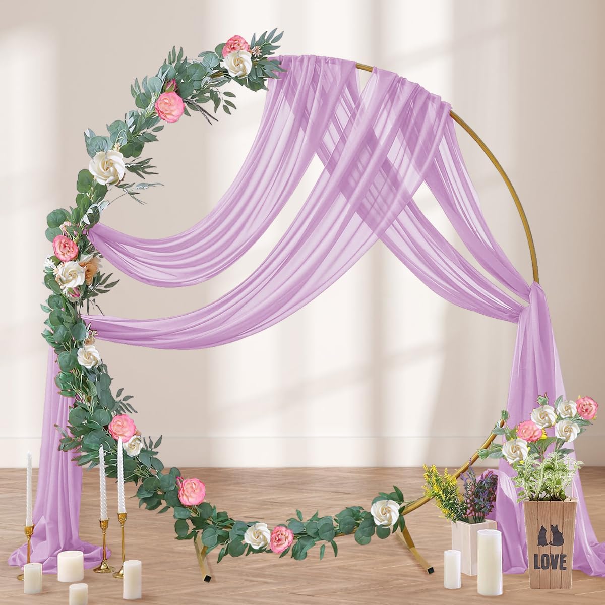 Lilac Purple Wedding Arch Draping Fabric 29" x 20 FT Wedding Drapes for Backdrop Sheer Curtains