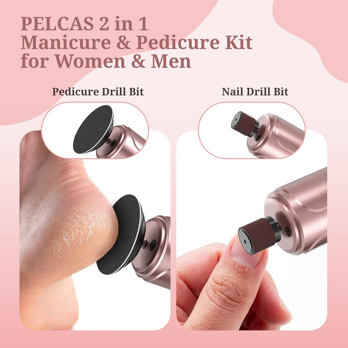 PELCAS Electric Foot Callus Remover with LED Screen, 2 in 1 Manicure & Pedicure Kit, Upgraded