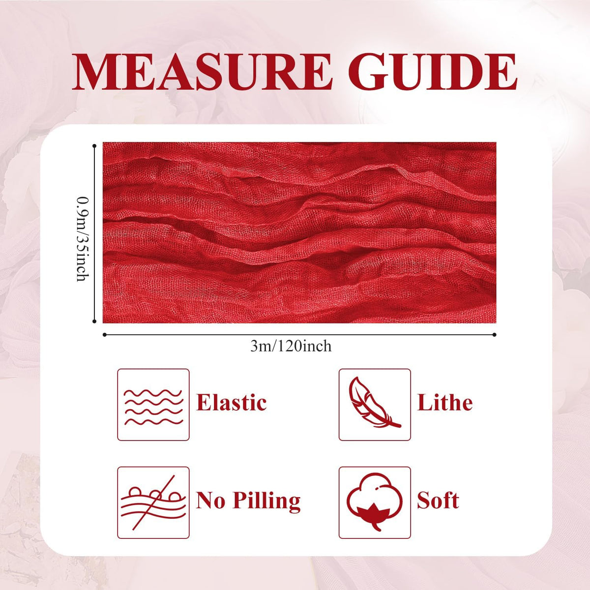 Asee'm 6PCS Fall Table Runner Cheesecloth 10FT Red Boho Gauze Fabric Rustic Sheer Cheese Cloth