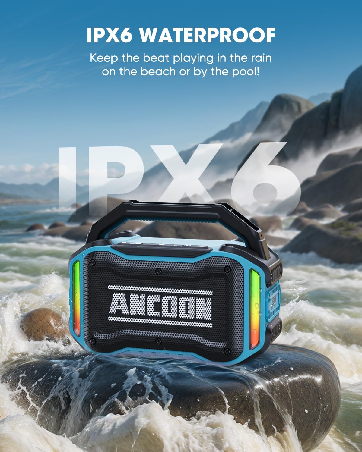 Speakers Bluetooth Wireless: 80W(Peak) Loud Speaker with Bass, 20H Playtime, IPX6 Waterproof, Large