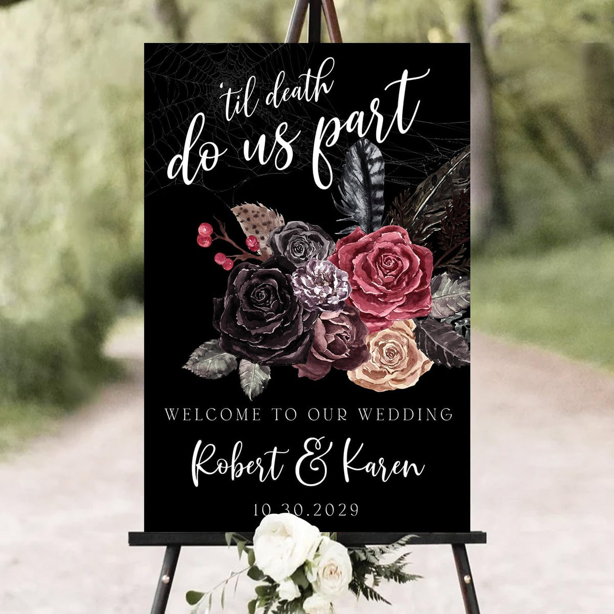 Welcome To Our Wedding Sign, Halloween Couples Shower, Gothic Love Wedding Welcome, Signage