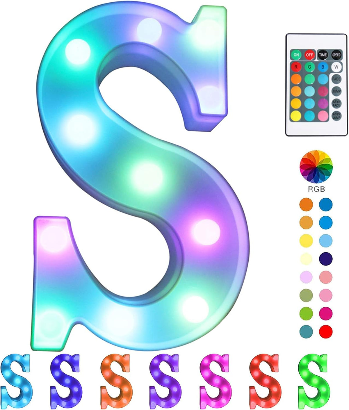 Pooqla Colorful Marquee Letters LED Light Up Letters with Remote, Party Birthday Letter with Lights